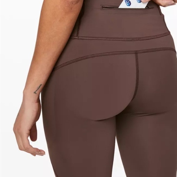 Lululemon Speed Light Yoga Leggings Brown with Pink Stripes Size 8 Excellent - Picture 3 of 13